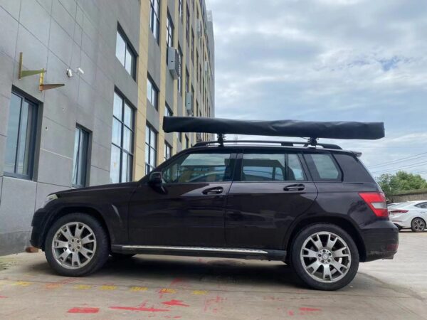 Car side awning with black coating and LED